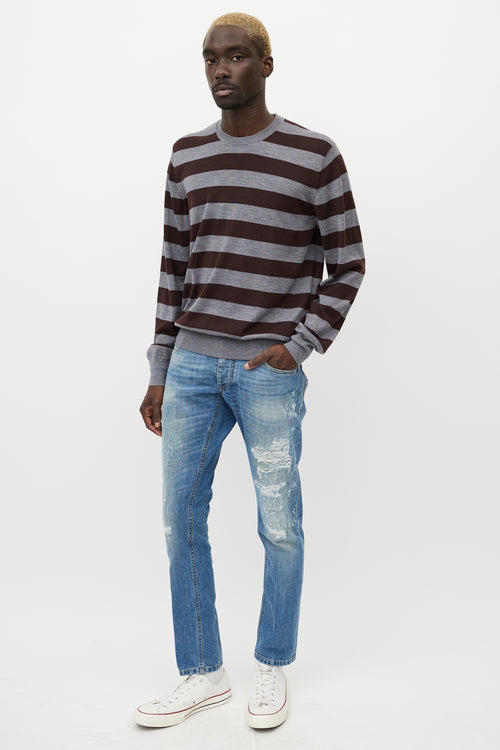 Dolce 
Gabbana Light Wash Distressed Slim Jeans