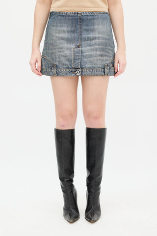 Dolce 
Gabbana Medium Wash Upside Down Denim Skirt