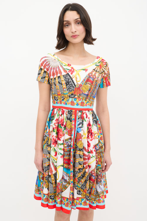 Dolce 
Gabbana Multicolour Carnival Printed A-Line Dress