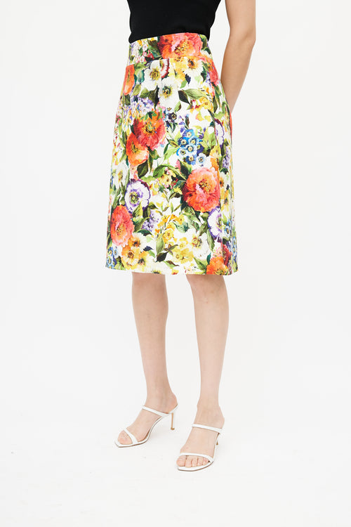 Dolce 
Gabbana Multicolour Floral Brocade Skirt