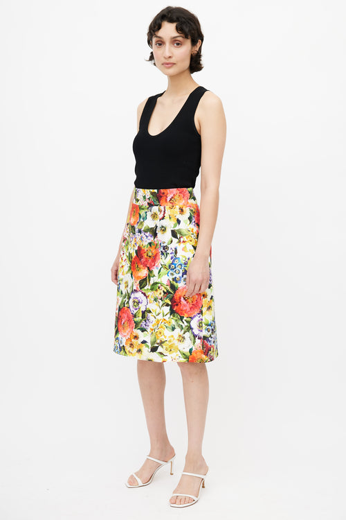 Dolce 
Gabbana Multicolour Floral Brocade Skirt