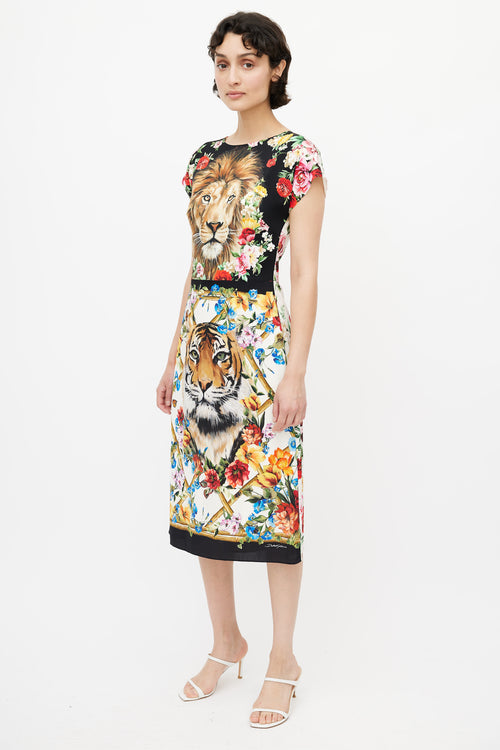 Dolce 
Gabbana Multicolour Floral 
Print Silk Dress