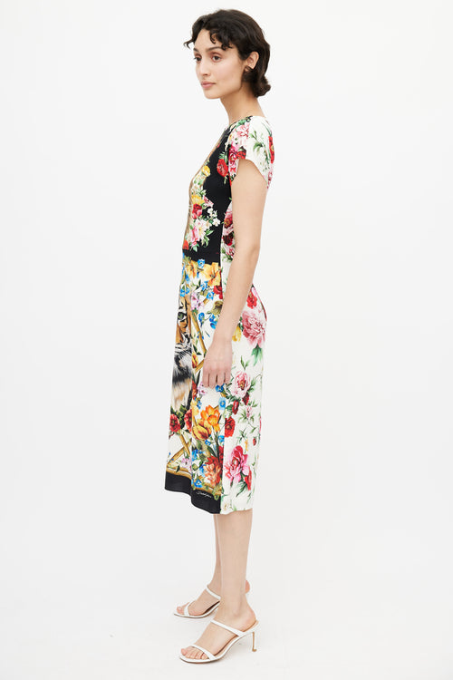 Dolce 
Gabbana Multicolour Floral 
Print Silk Dress