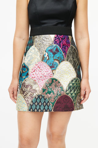 Dolce 
Gabbana Multicolour Metallic Brocade Skirt