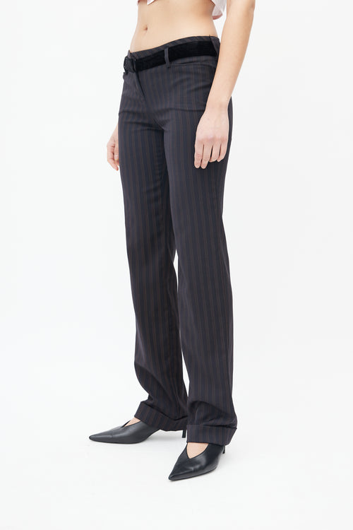 Dolce 
Gabbana Navy 
Brown Pinstripe Trouser