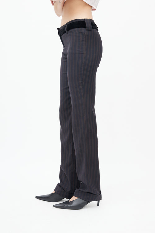 Dolce 
Gabbana Navy 
Brown Pinstripe Trouser