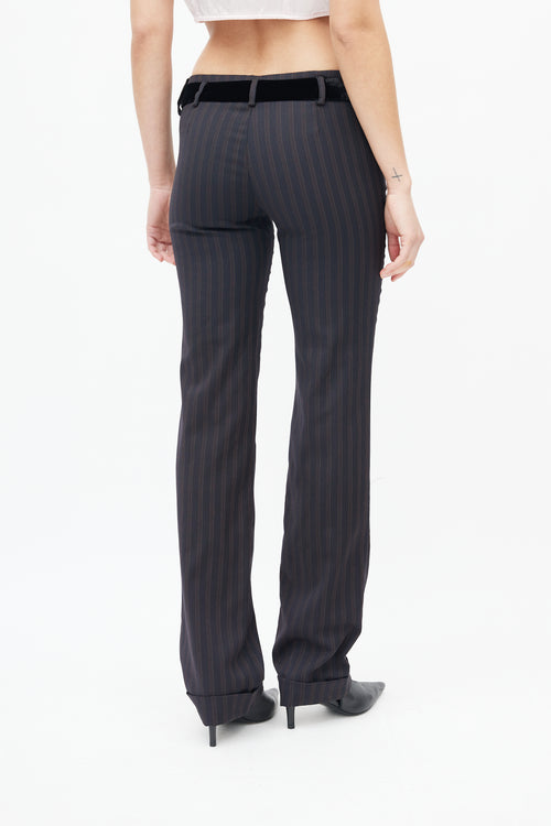 Dolce 
Gabbana Navy 
Brown Pinstripe Trouser