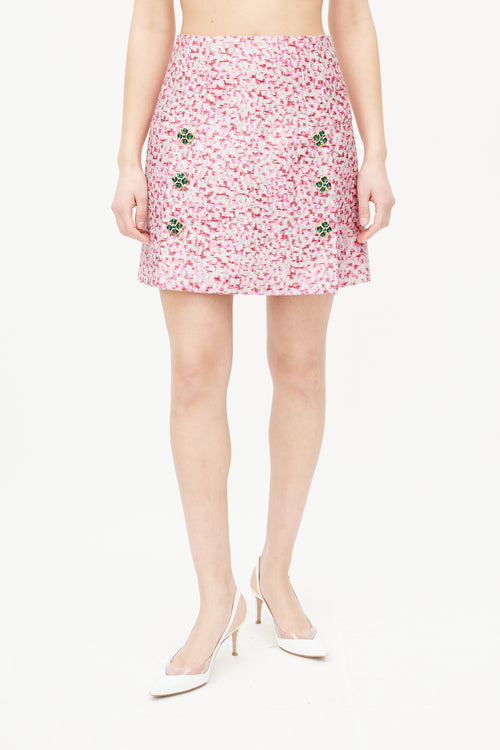 Dolce 
Gabbana Pink Brocade Mini Skirt