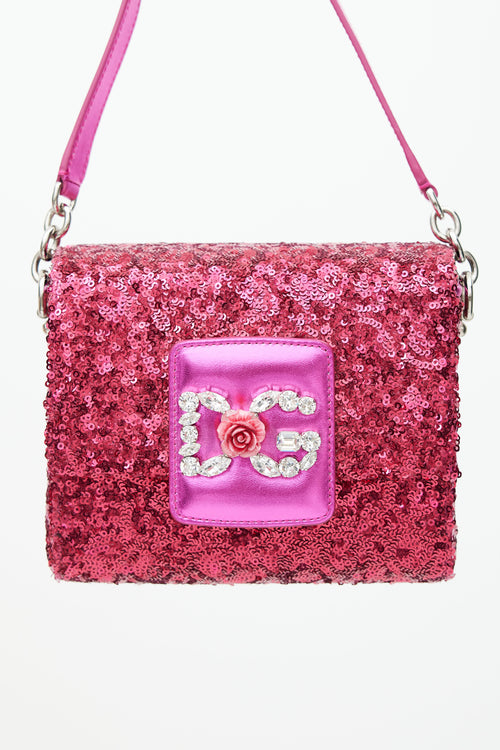 Dolce 
Gabbana Pink Metallic Sequin Bag