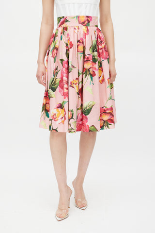 Dolce 
Gabbana Pink 
Multicolour Cotton Floral Skirt