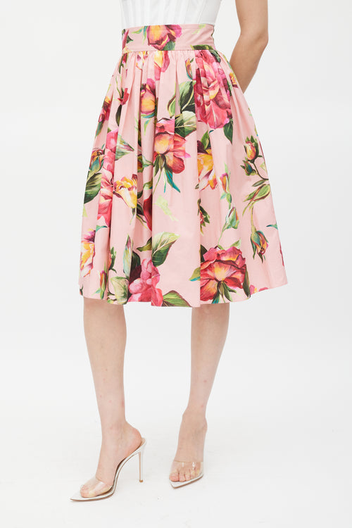 Dolce 
Gabbana Pink 
Multicolour Cotton Floral Skirt