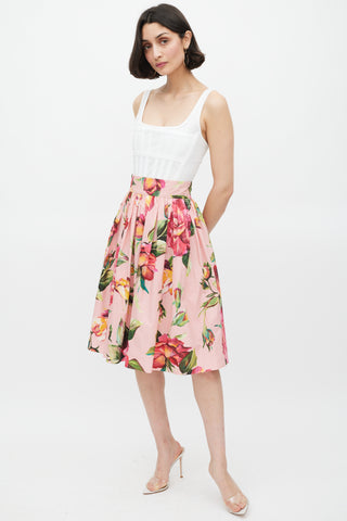 Dolce 
Gabbana Pink 
Multicolour Cotton Floral Skirt