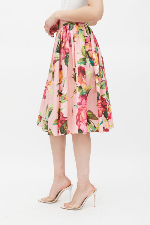 Dolce 
Gabbana Pink 
Multicolour Cotton Floral Skirt