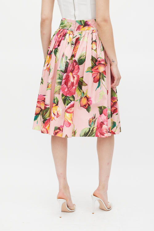 Dolce 
Gabbana Pink 
Multicolour Cotton Floral Skirt