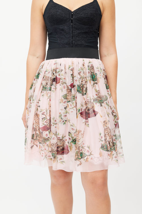 Dolce 
Gabbana Pink 
Multicolour Floral Silk Skirt