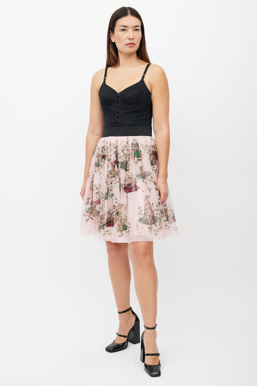 Dolce 
Gabbana Pink 
Multicolour Floral Silk Skirt