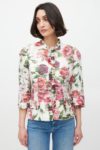 Dolce 
Gabbana Pink 
Multicolour Silk Floral Panelled Jacket