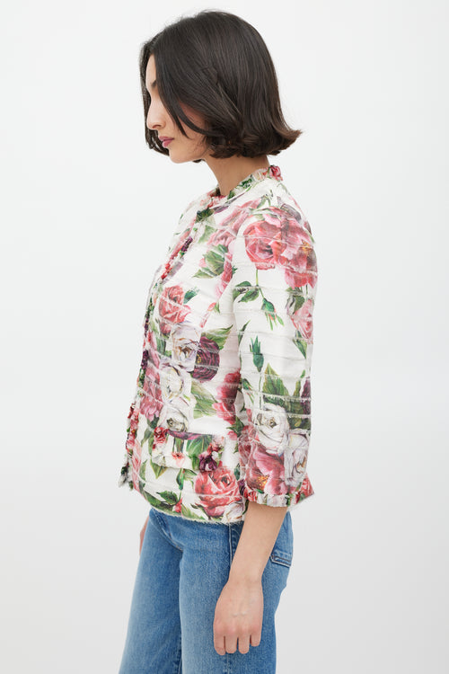 Dolce 
Gabbana Pink 
Multicolour Silk Floral Panelled Jacket