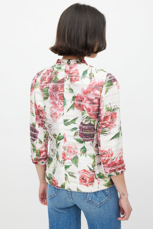 Dolce 
Gabbana Pink 
Multicolour Silk Floral Panelled Jacket