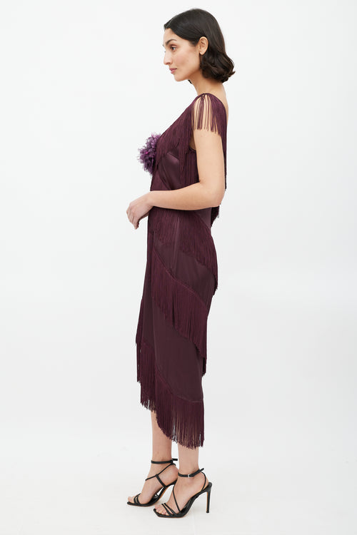 Dolce 
Gabbana Purple Tiered Fringe 
Peony Dress