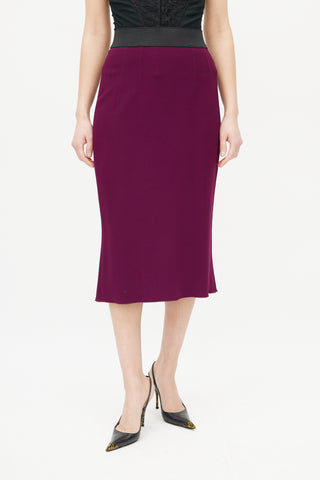 Dolce 
Gabbana Purple 
Black Pencil Midi Skirt