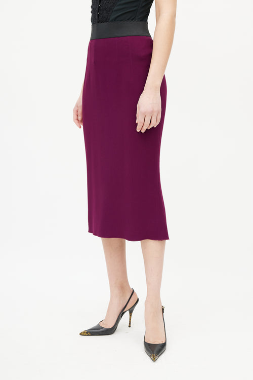 Dolce 
Gabbana Purple 
Black Pencil Midi Skirt