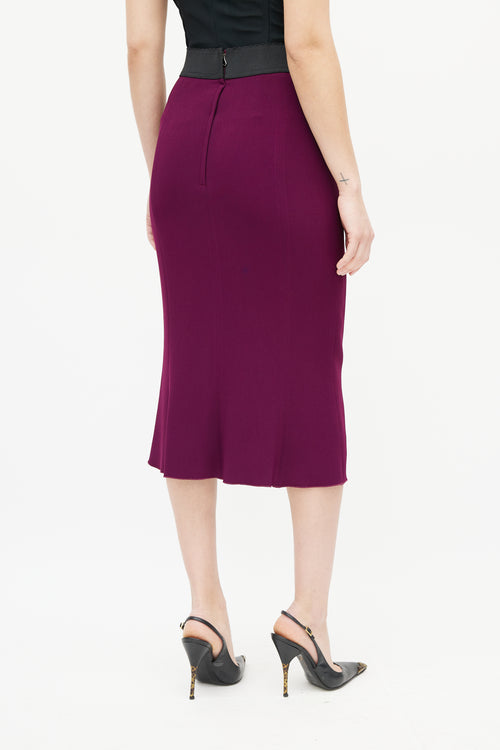 Dolce 
Gabbana Purple 
Black Pencil Midi Skirt