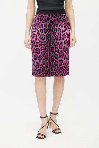 Dolce 
Gabbana Purple 
Black Printed Silk Skirt