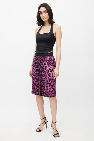 Dolce 
Gabbana Purple 
Black Printed Silk Skirt