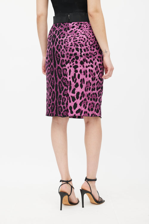 Dolce 
Gabbana Purple 
Black Printed Silk Skirt