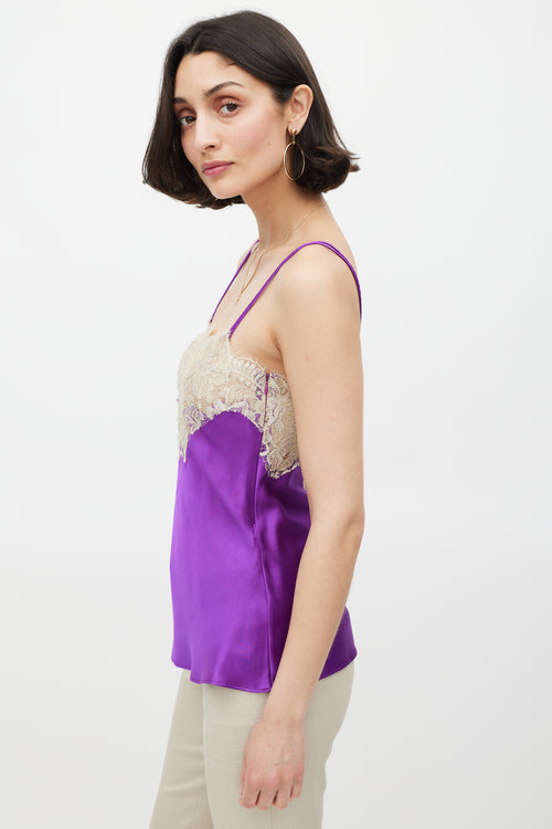 Dolce 
Gabbana Purple 
Cream Silk 
Lace Camisole