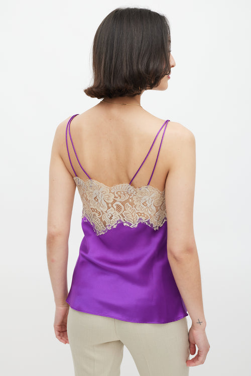 Dolce 
Gabbana Purple 
Cream Silk 
Lace Camisole