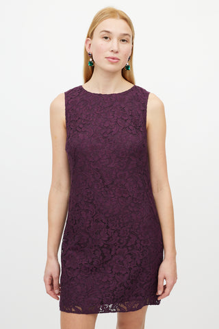 Dolce 
Gabbana Purple Floral Lace Dress