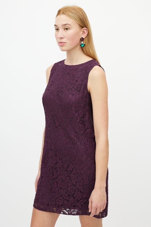 Dolce 
Gabbana Purple Floral Lace Dress