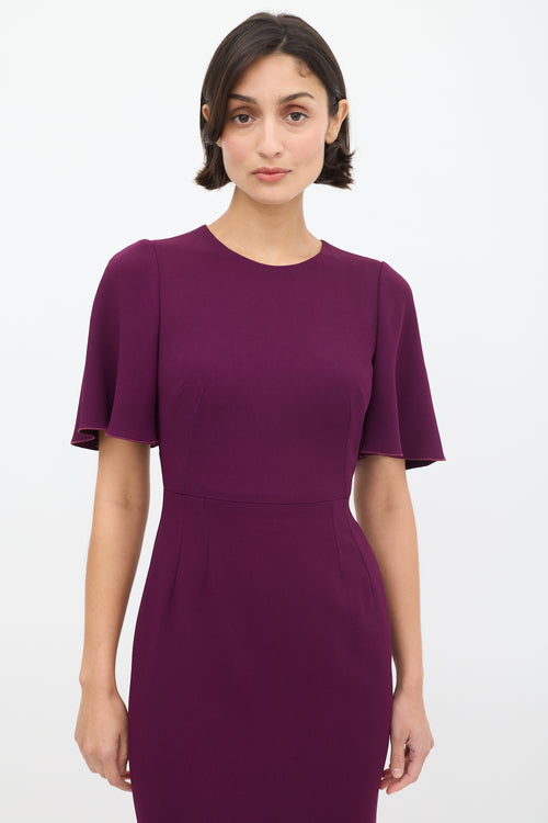 Dolce 
Gabbana Purple Flutter Midi Dress