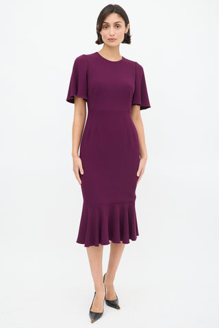 Dolce 
Gabbana Purple Flutter Midi Dress