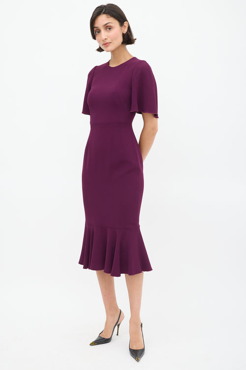 Dolce 
Gabbana Purple Flutter Midi Dress