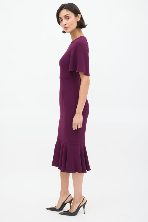 Dolce 
Gabbana Purple Flutter Midi Dress