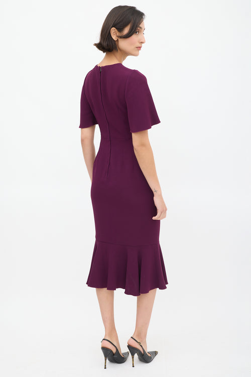 Dolce 
Gabbana Purple Flutter Midi Dress