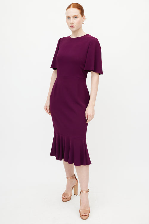 Dolce 
Gabbana Purple Ruffled Midi Dress