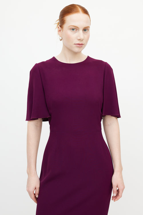 Dolce 
Gabbana Purple Ruffled Midi Dress