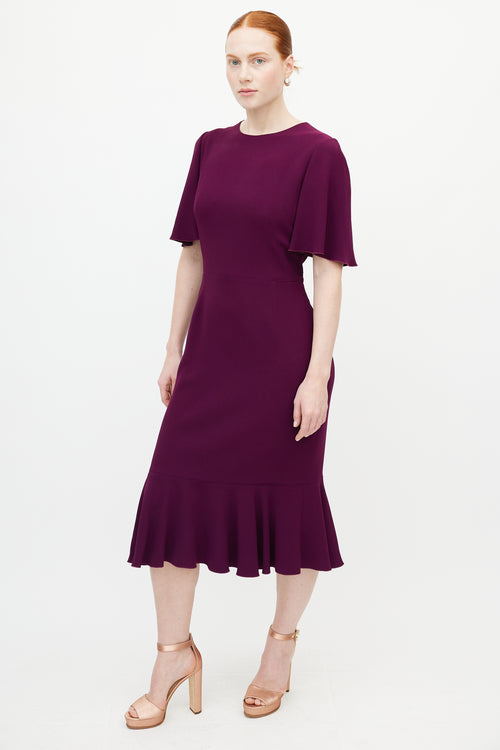 Dolce 
Gabbana Purple Ruffled Midi Dress