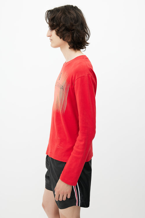 Dolce 
Gabbana Red 
Black Knit Logo Top