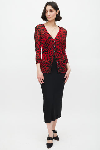 Dolce 
Gabbana Red 
Black Sparkly Printed Cardigan