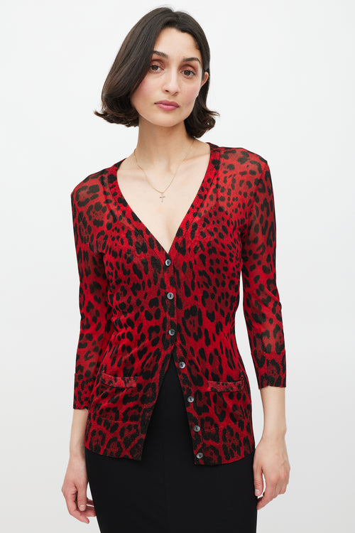 Dolce 
Gabbana Red 
Black Sparkly Printed Cardigan