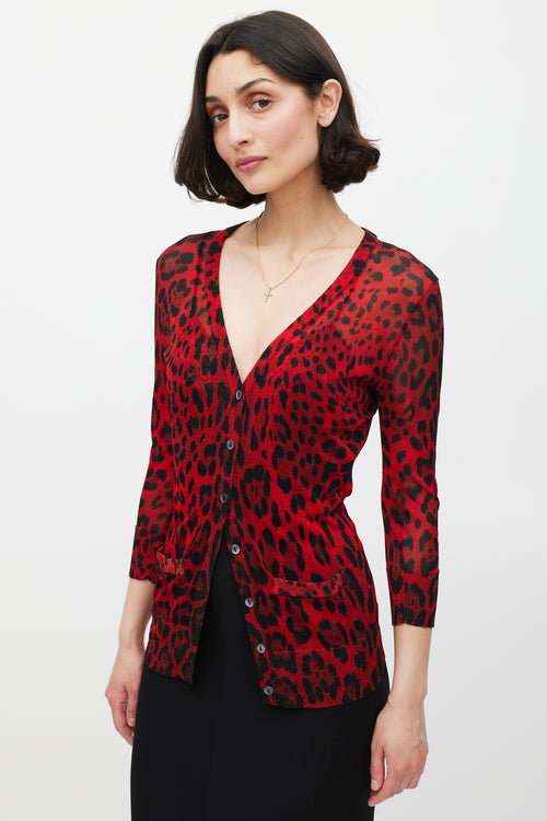 Dolce 
Gabbana Red 
Black Sparkly Printed Cardigan