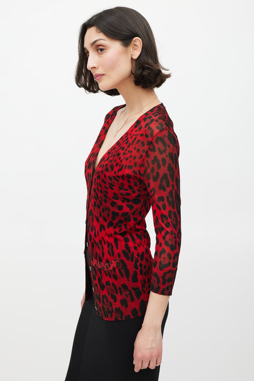 Dolce 
Gabbana Red 
Black Sparkly Printed Cardigan