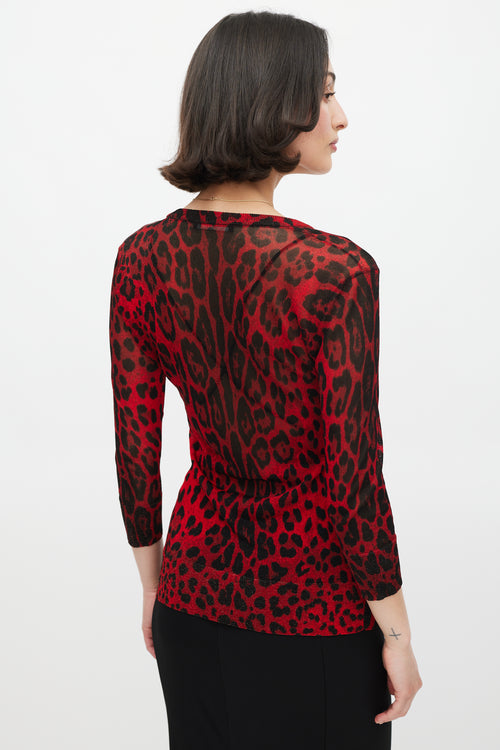 Dolce 
Gabbana Red 
Black Sparkly Printed Cardigan