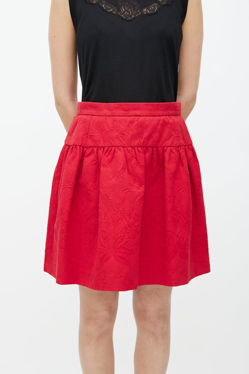 Dolce 
Gabbana Red Jacquard Floral Skirt