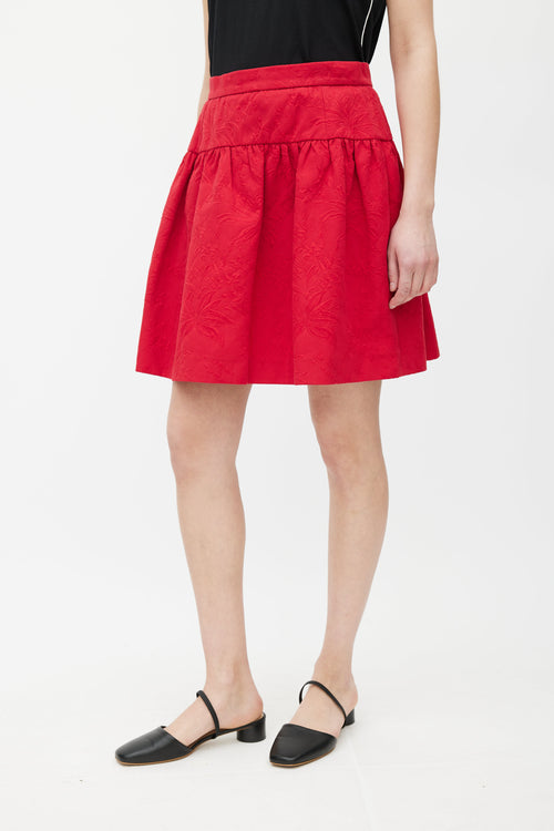 Dolce 
Gabbana Red Jacquard Floral Skirt